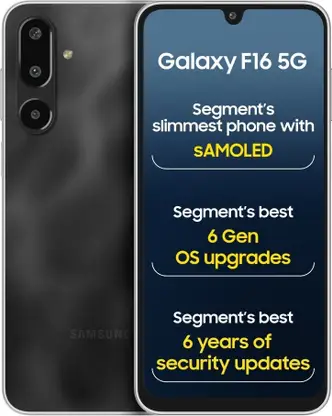 Samsung Galaxy F16 5G Bling Black, 8GB RAM, 128GB Storage 50MP, 5MP, 2MP Triple Rear Camera 13MP Front Camera Smartphone Under Rs 15,000